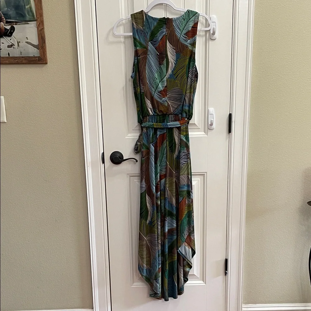 VERSONA Wide Leg Tropical Leaf Print Jumpsuit Size Medium